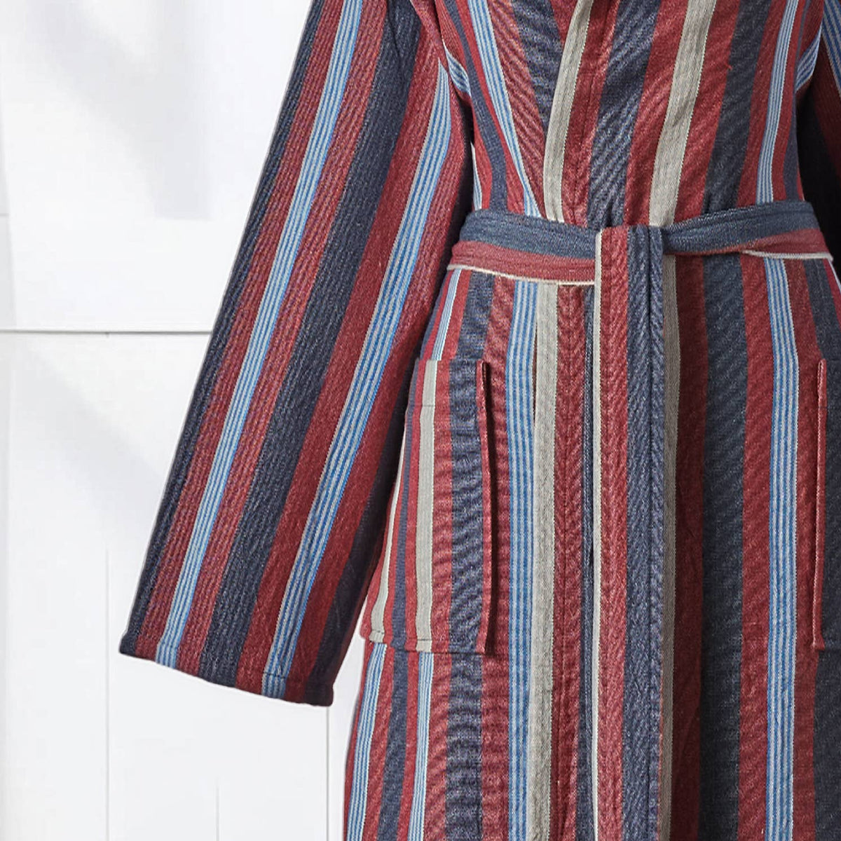 Antique Turkish hooded bathrobe – Plum Stripe | Kikoya