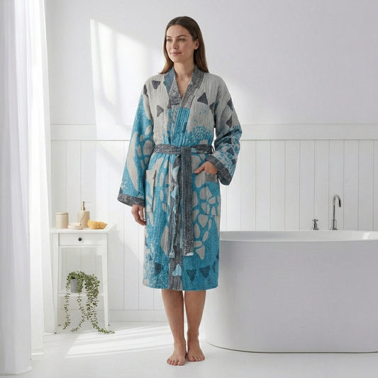 Turtle Turkish kimono bathrobe – Turquoise | Kikoya