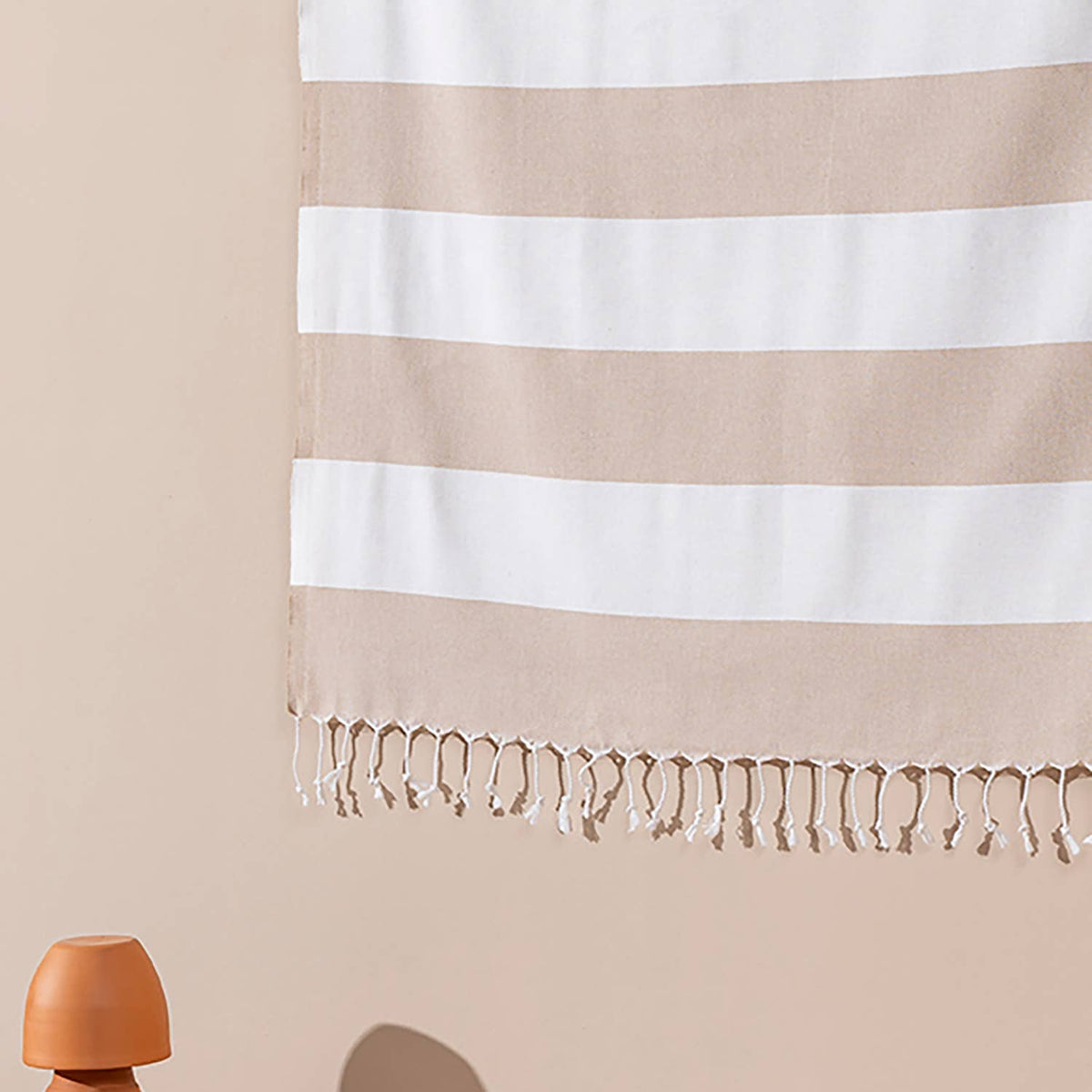 Cabana Turkish beach towel in two-tone block stripe on white, 33x66 in | Kikoya