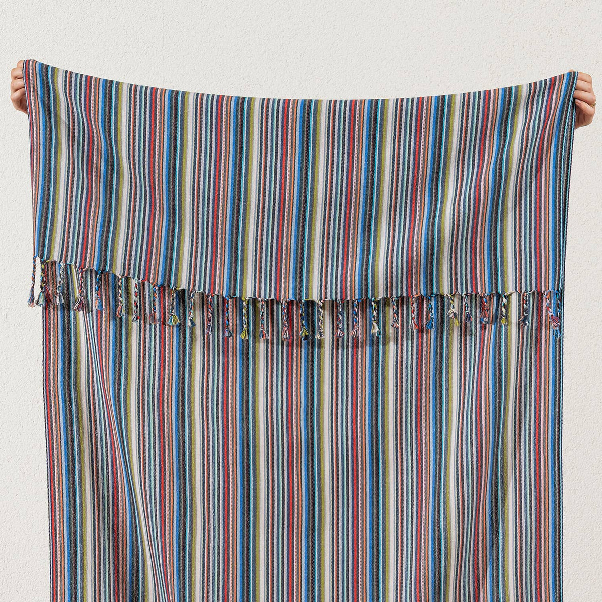 Premium Rustic Turkish Beach Towel – Carnival Multi Stripe, 100% Cotton Peshtemal, 40x70 in