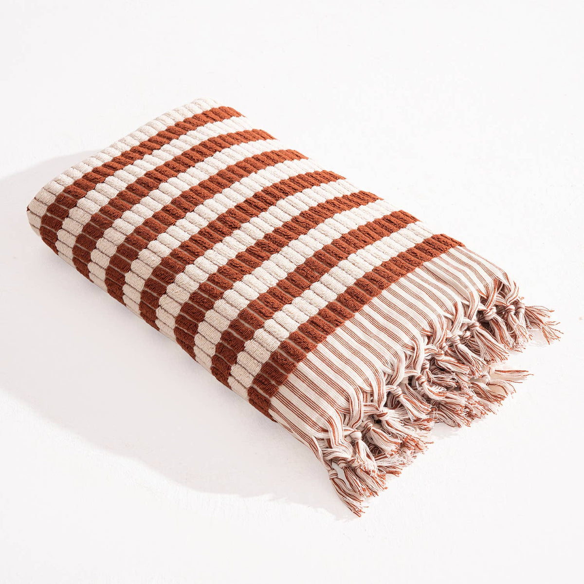 Lokum handloomed Turkish bath towel in check weave, 35x68 in | Kikoya