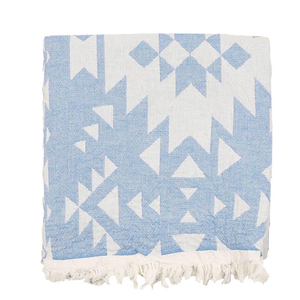 Kilim Turkish beach towel with all-over ikat motif, 33x66 in, bright tones | Kikoya
