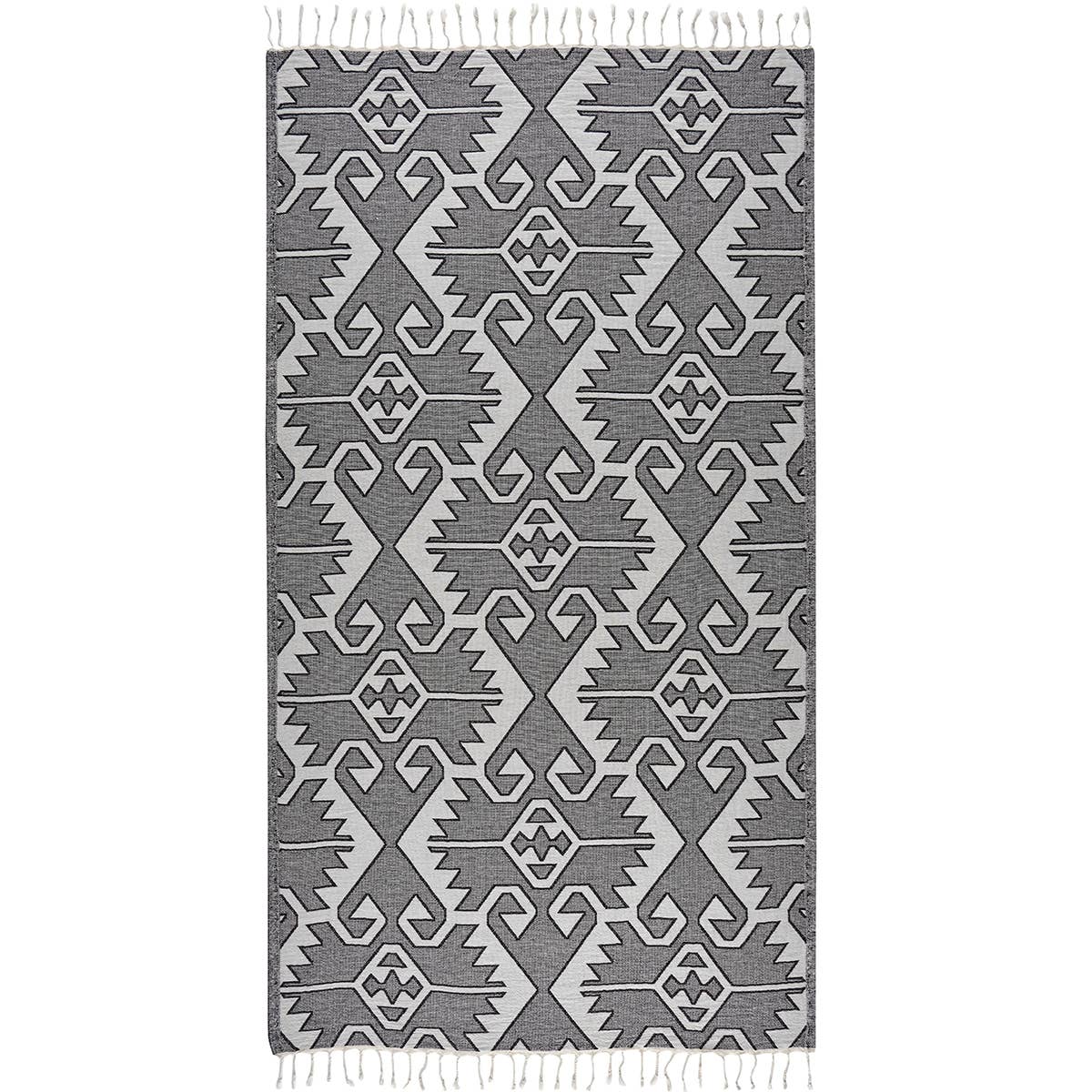 Kilim Turkish beach towel with all-over ikat motif, 33x66 in, deep tones | Kikoya