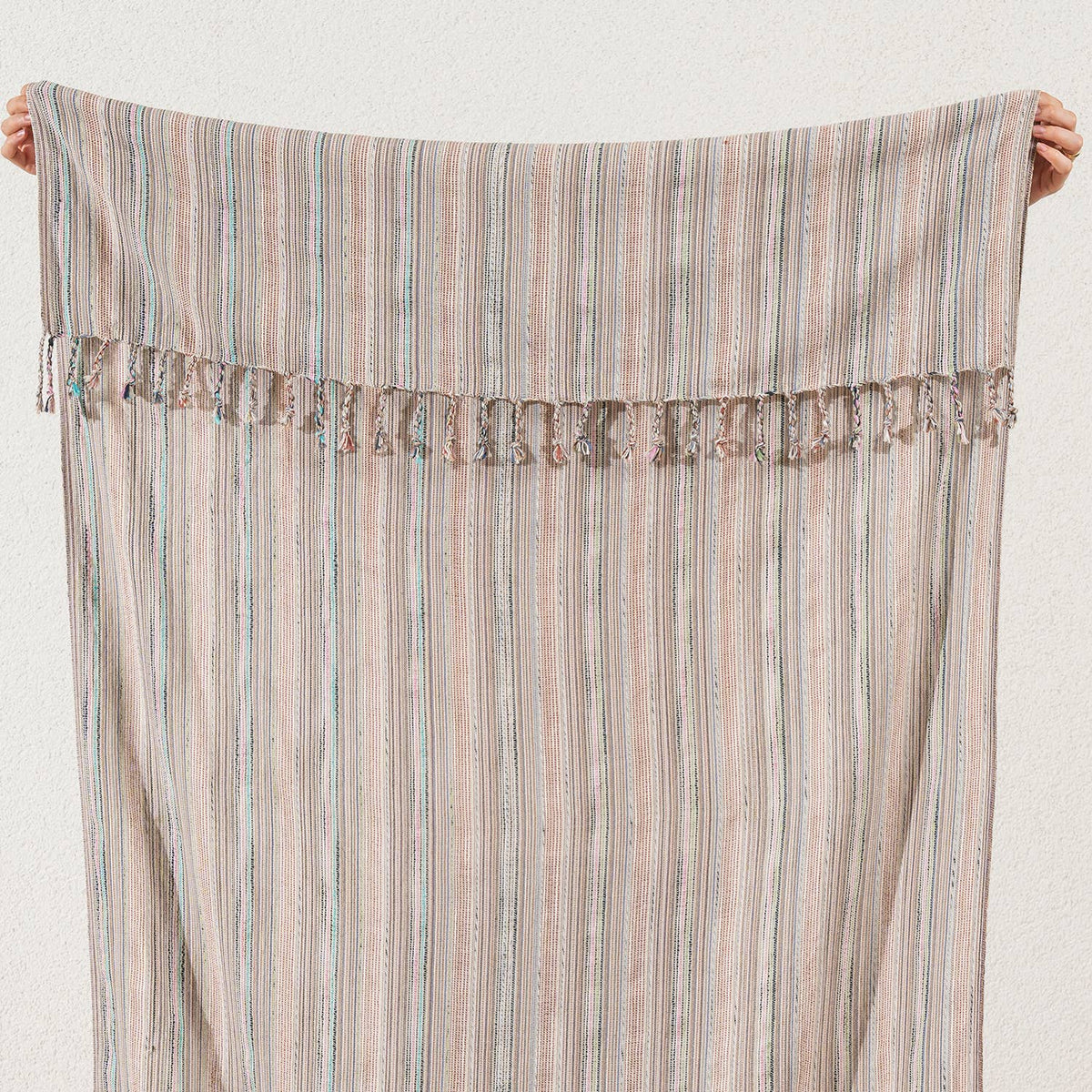 Premium Rustic Turkish Beach Towel – Melange Multi Stripe, 100% Cotton Peshtemal, 40x70 in