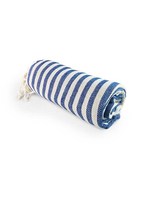 Kash Turkish beach towel in a flat-woven stripe, 33x66 in | Kikoya