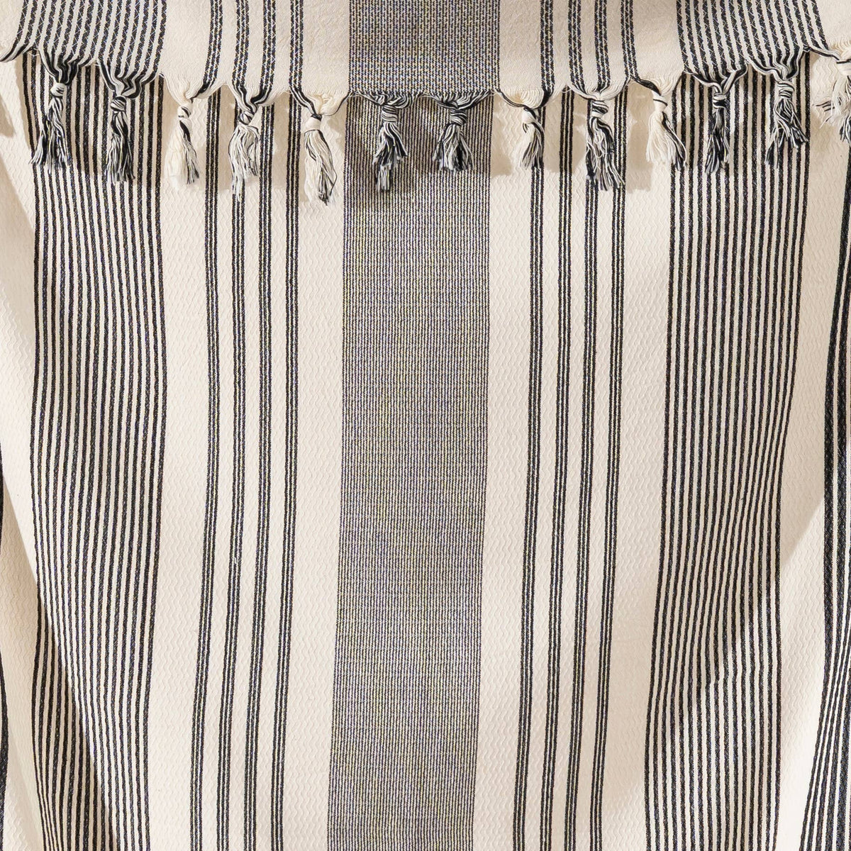 Tan Turkish beach towel in grey and taupe stripes, 33x66 in | Kikoya