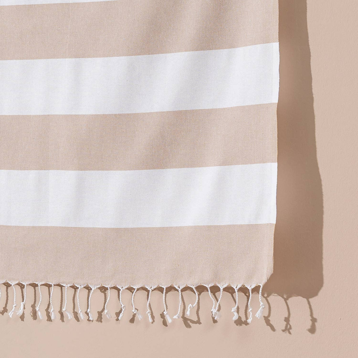 Cabana Turkish beach towel in two-tone block stripe on white, 33x66 in | Kikoya