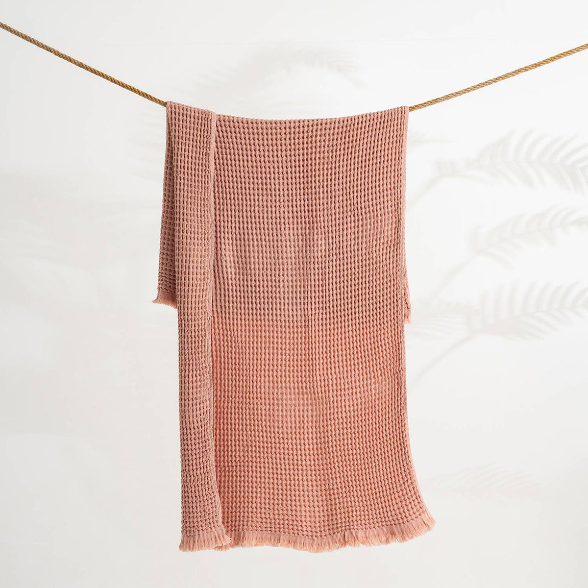 Terracotta waffle Turkish towel hanging | Kikoya