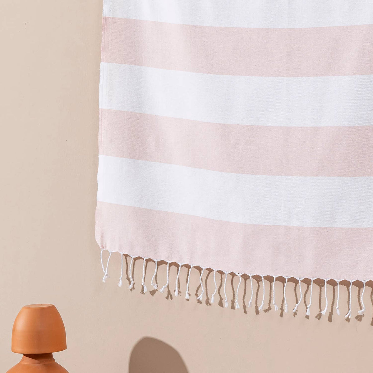 Cabana Turkish beach towel in two-tone block stripe on white, 33x66 in | Kikoya