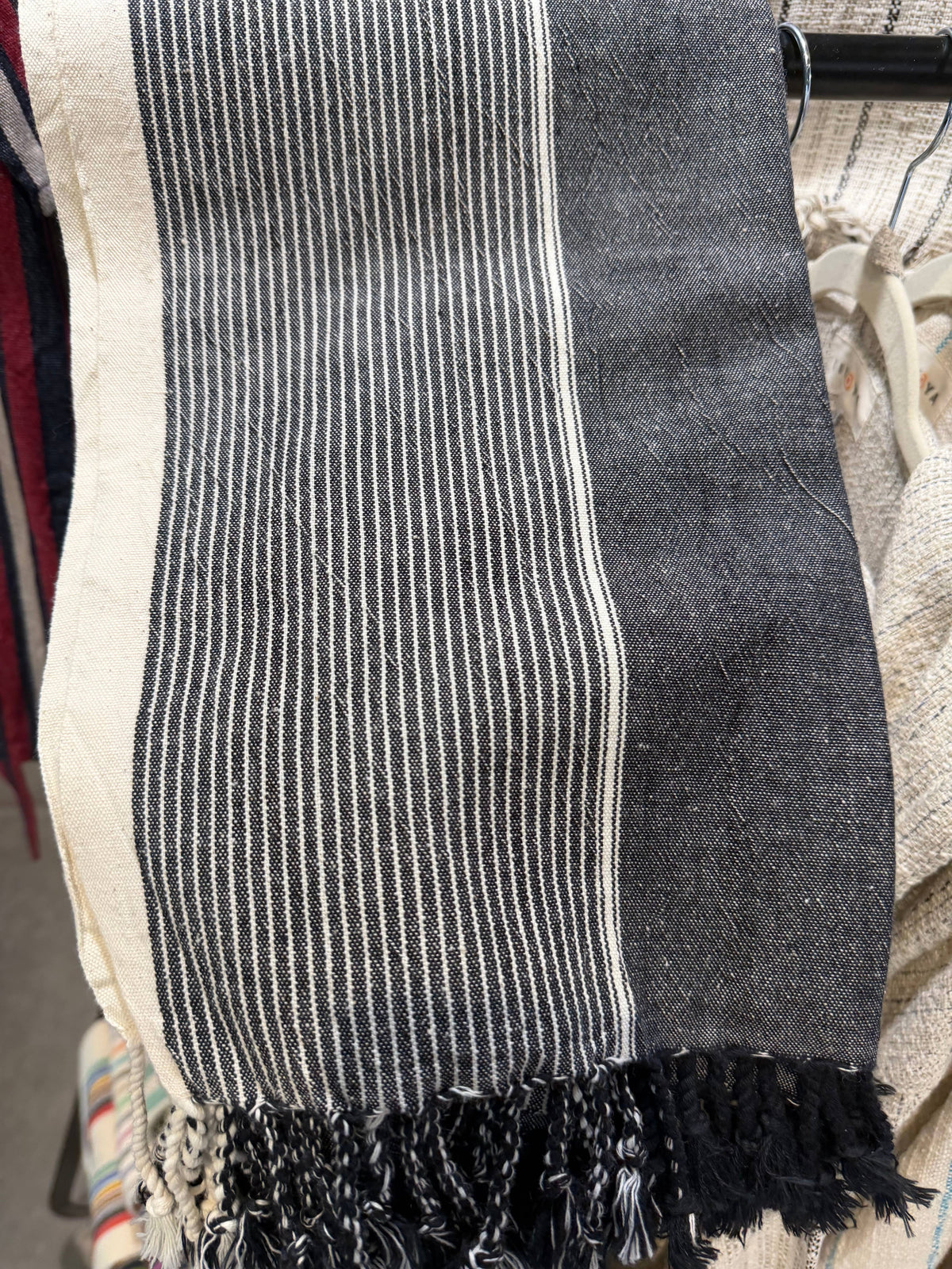 Hammam Turkish Peshtemal Towel – Black & Natural Stripe, 100% Cotton