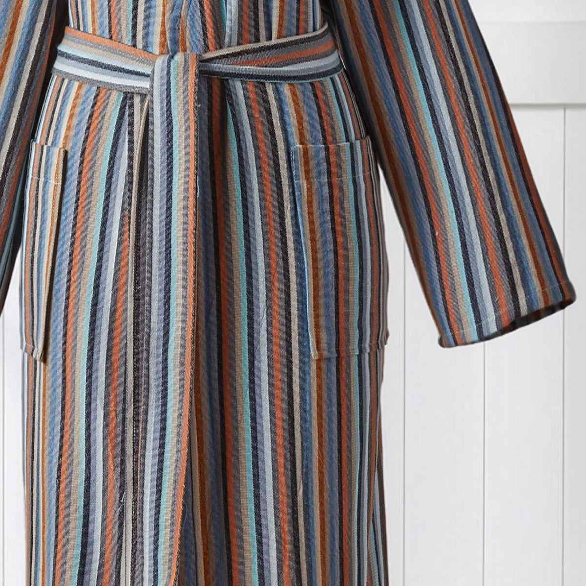 Antique Turkish kimono bathrobe – Grey & Rust Stripe | Kikoya