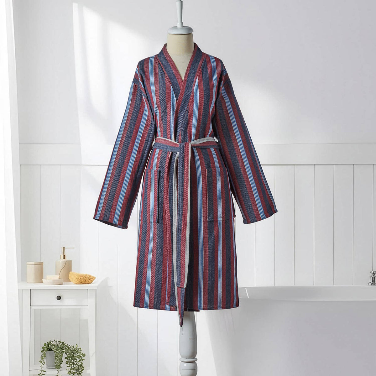 Antique Turkish kimono bathrobe – Plum Stripe | Kikoya