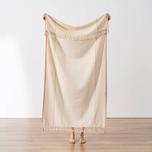 Blush Turkish towel with tassel fringe, bath and hand sizes, flat-woven | Kikoya