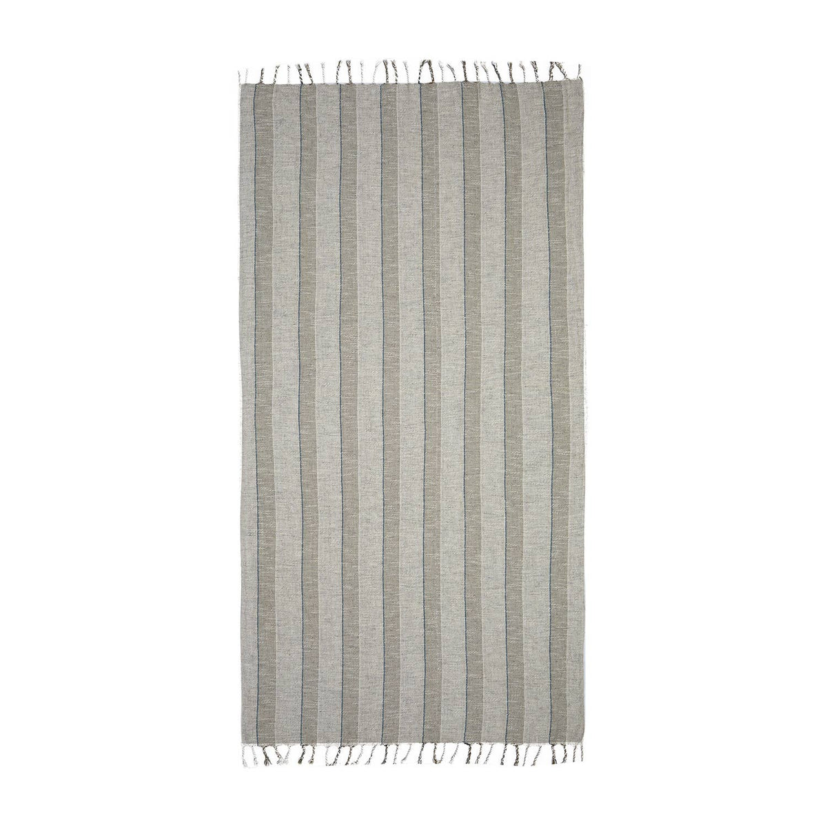 Flax Linen Stripe Turkish towel, woven texture close-up | Kikoya