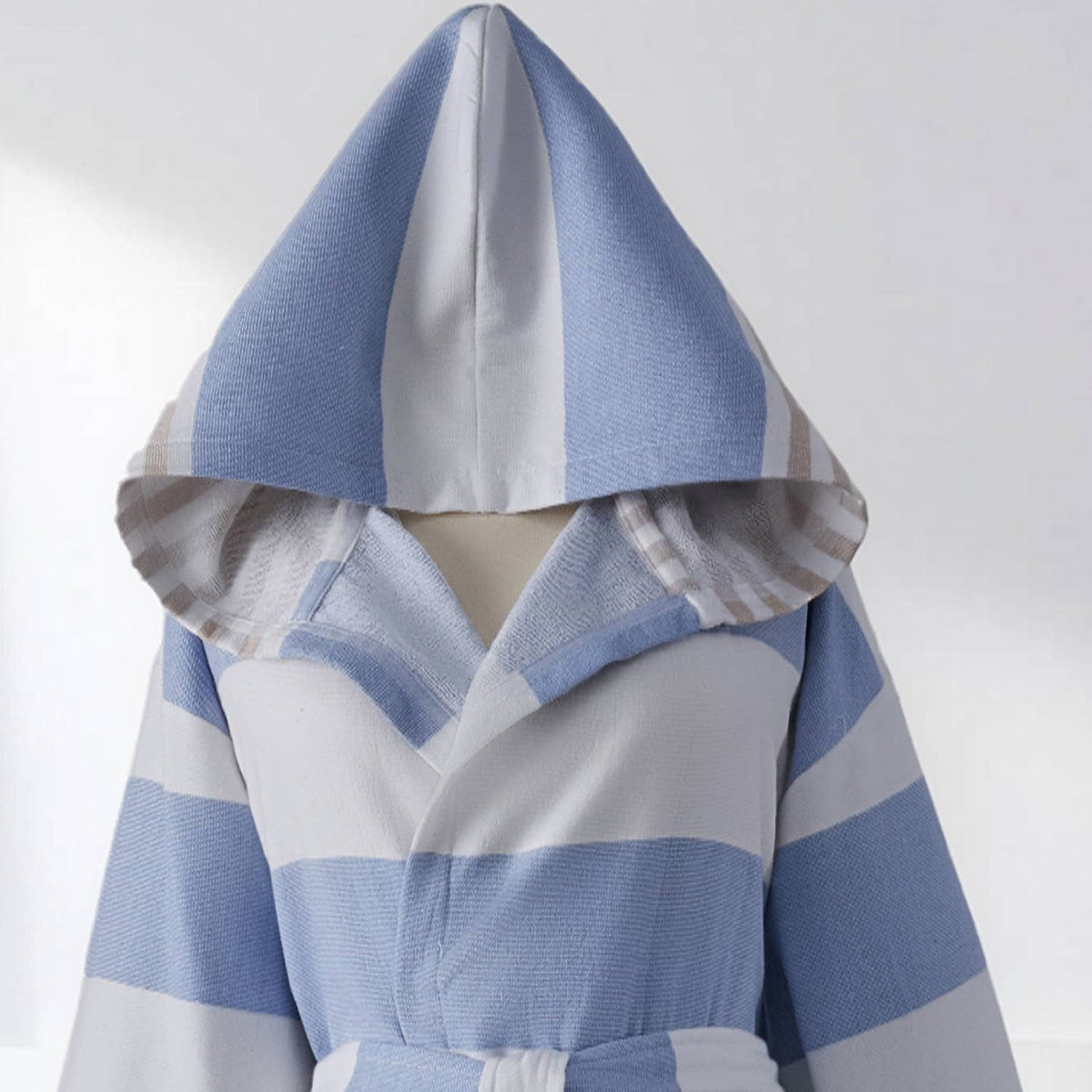 Mediterranean terry-backed Turkish bathrobe – block stripe | Kikoya
