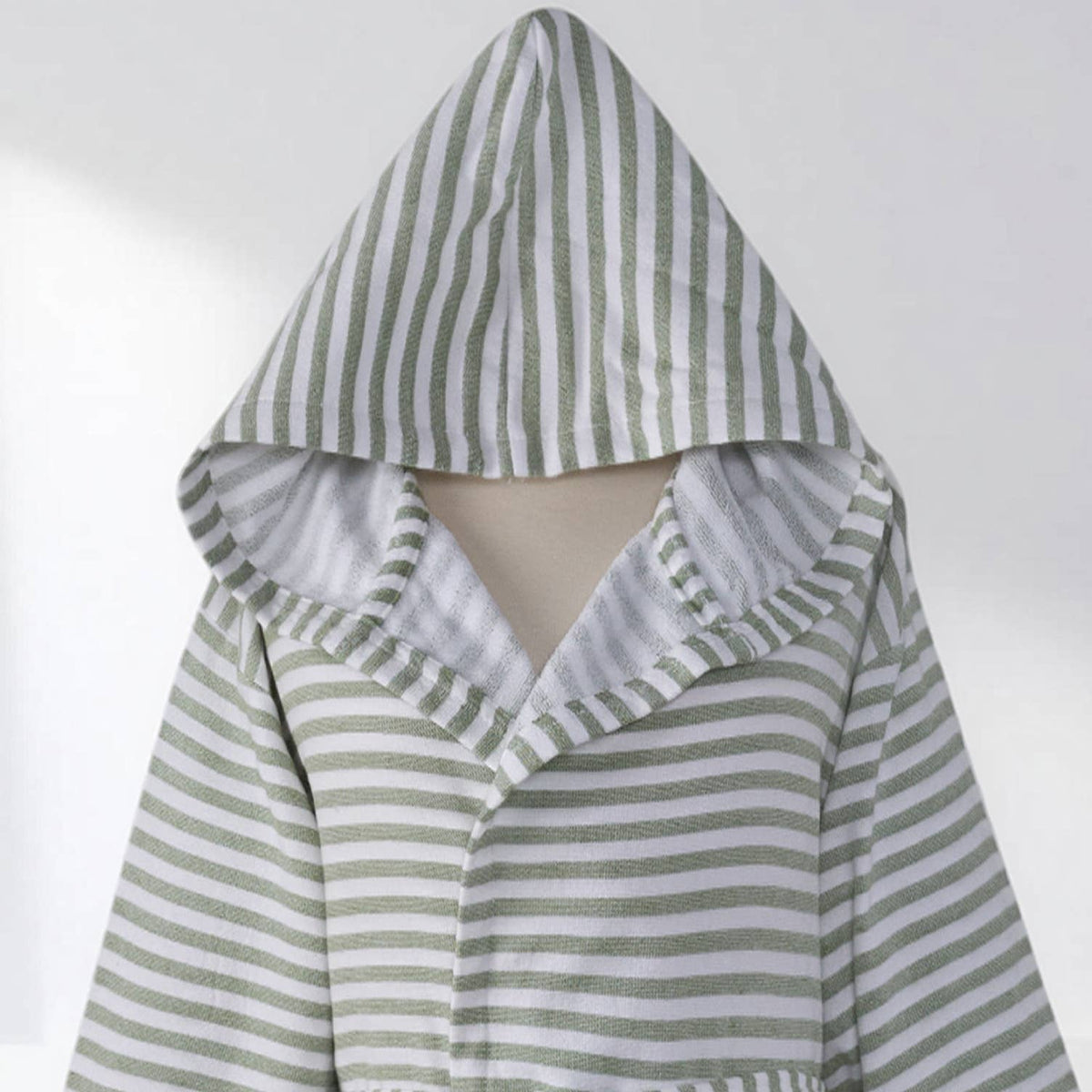 Royal terry-backed Turkish bathrobe – stripe, hooded | Kikoya