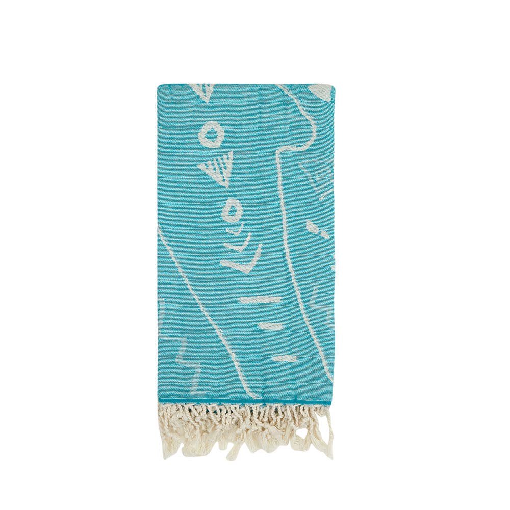 Shark terry-backed Turkish towel with woven jacquard face, 35x70 in | Kikoya