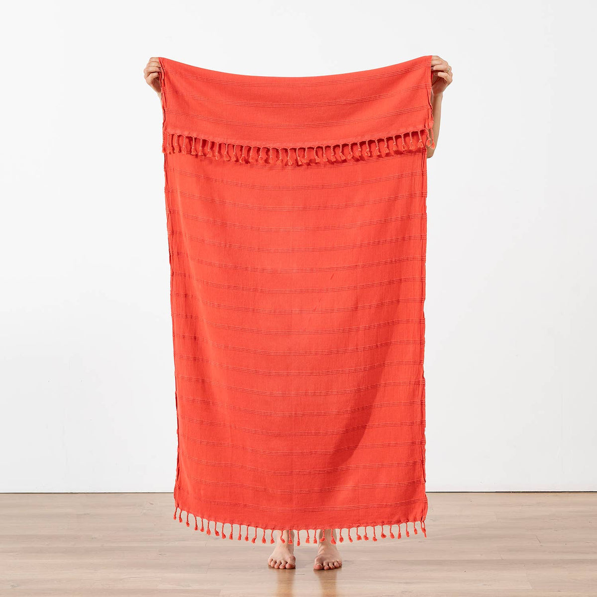 Stonewashed Turkish beach towel – Red | Kikoya