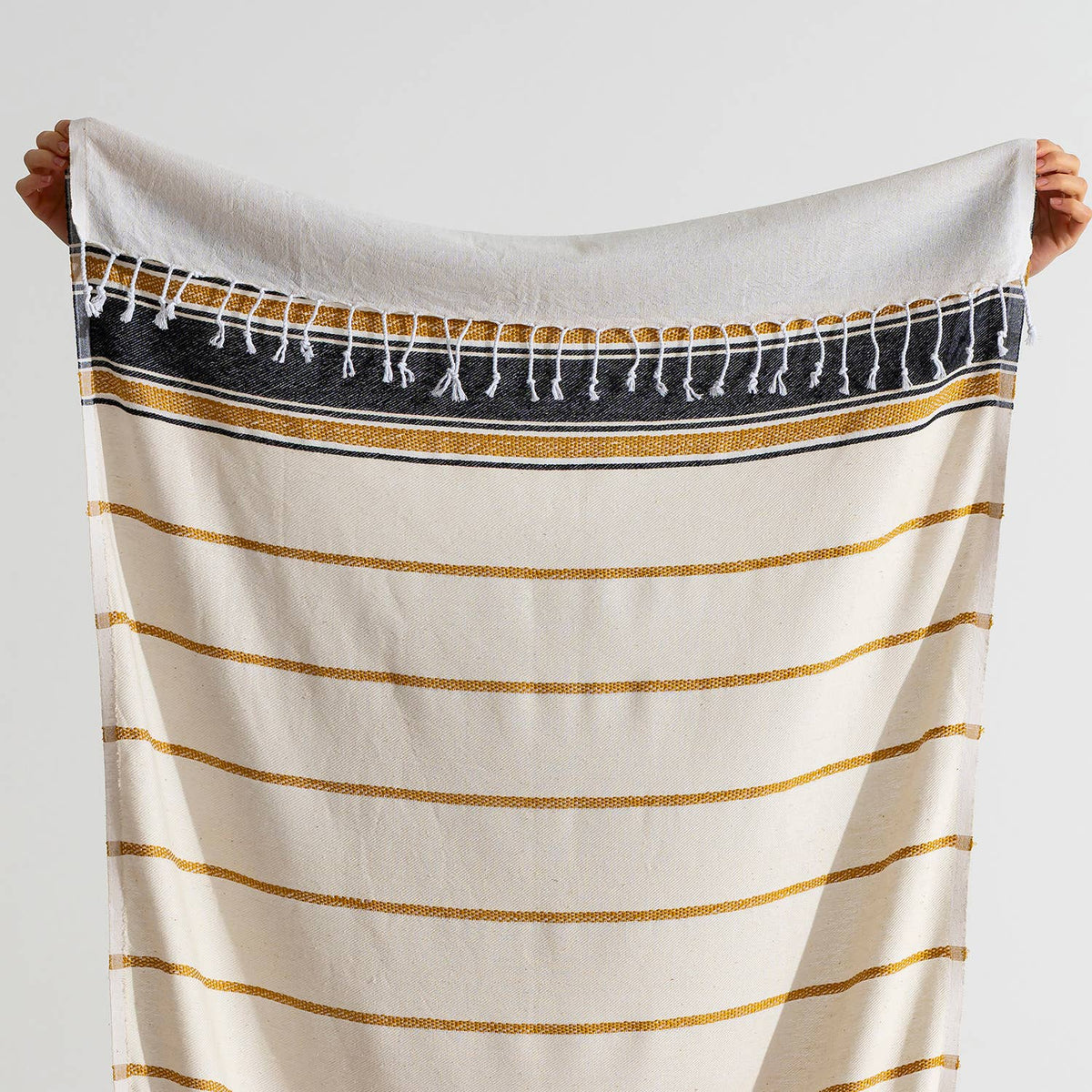 Bohemia Turkish beach towel, 33x66 in, flat-woven peshtemal with knotted fringe | Kikoya