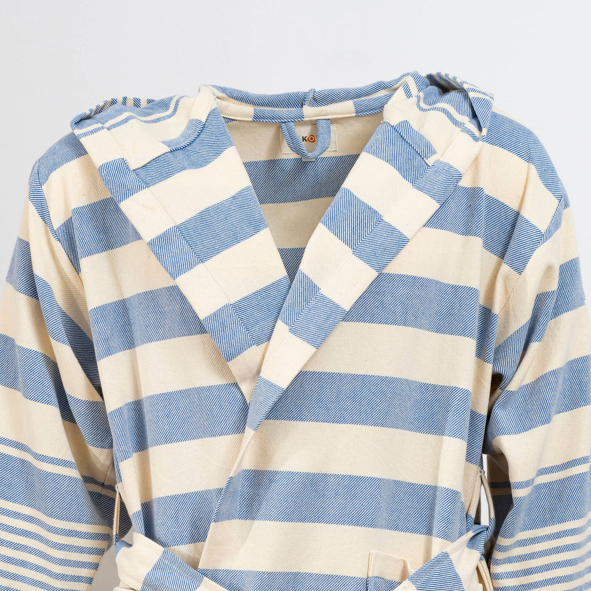 Rumi wide stripe Turkish bathrobe – hooded | Kikoya