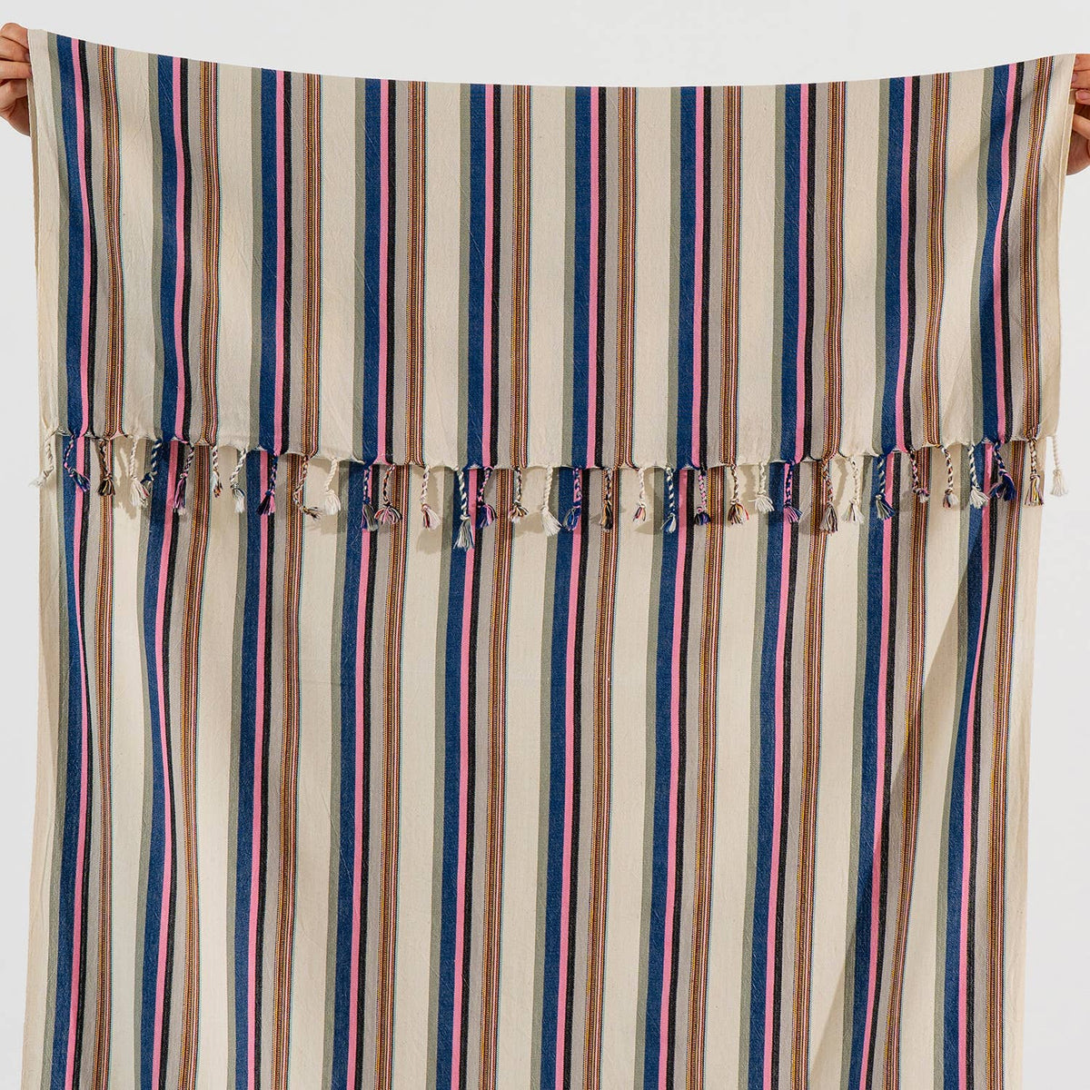 Hammam Turkish Peshtemal Towel – Pink & Blue Stripe, 100% Cotton