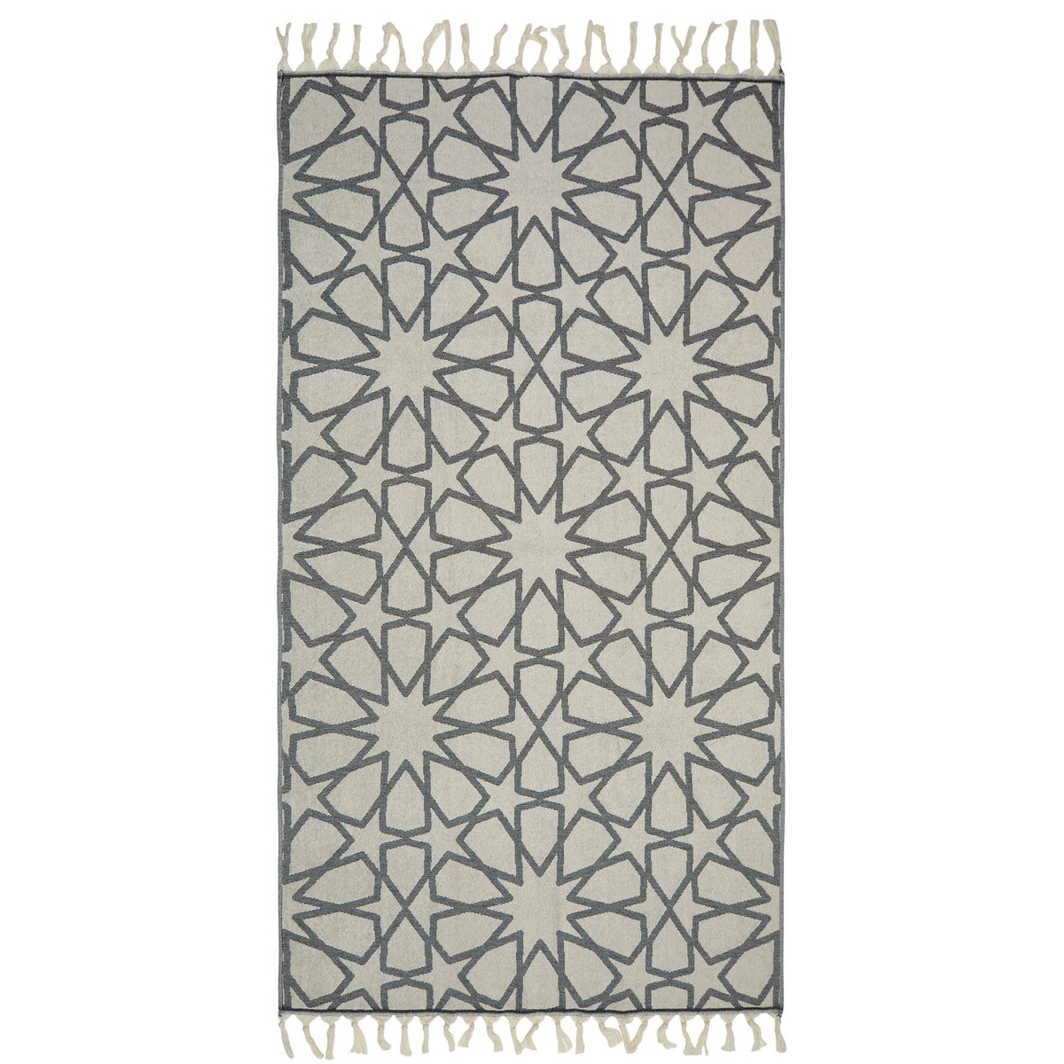 Maya Turkish terry towel with woven geometric jacquard, 36x66 in | Kikoya