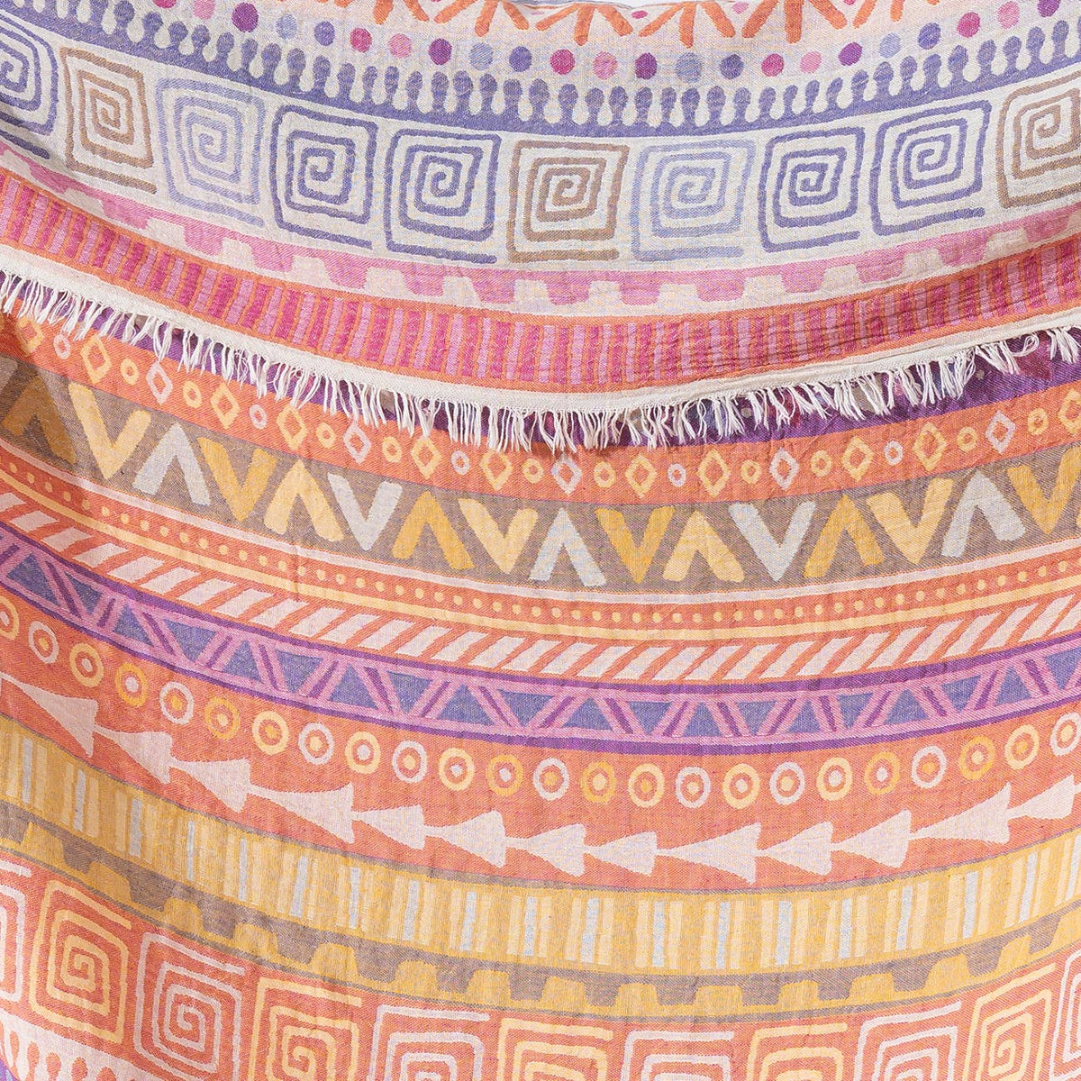 Ethnic Turkish cotton throw blanket – tribal stripe, Pink & Purple, weave detail | Kikoya