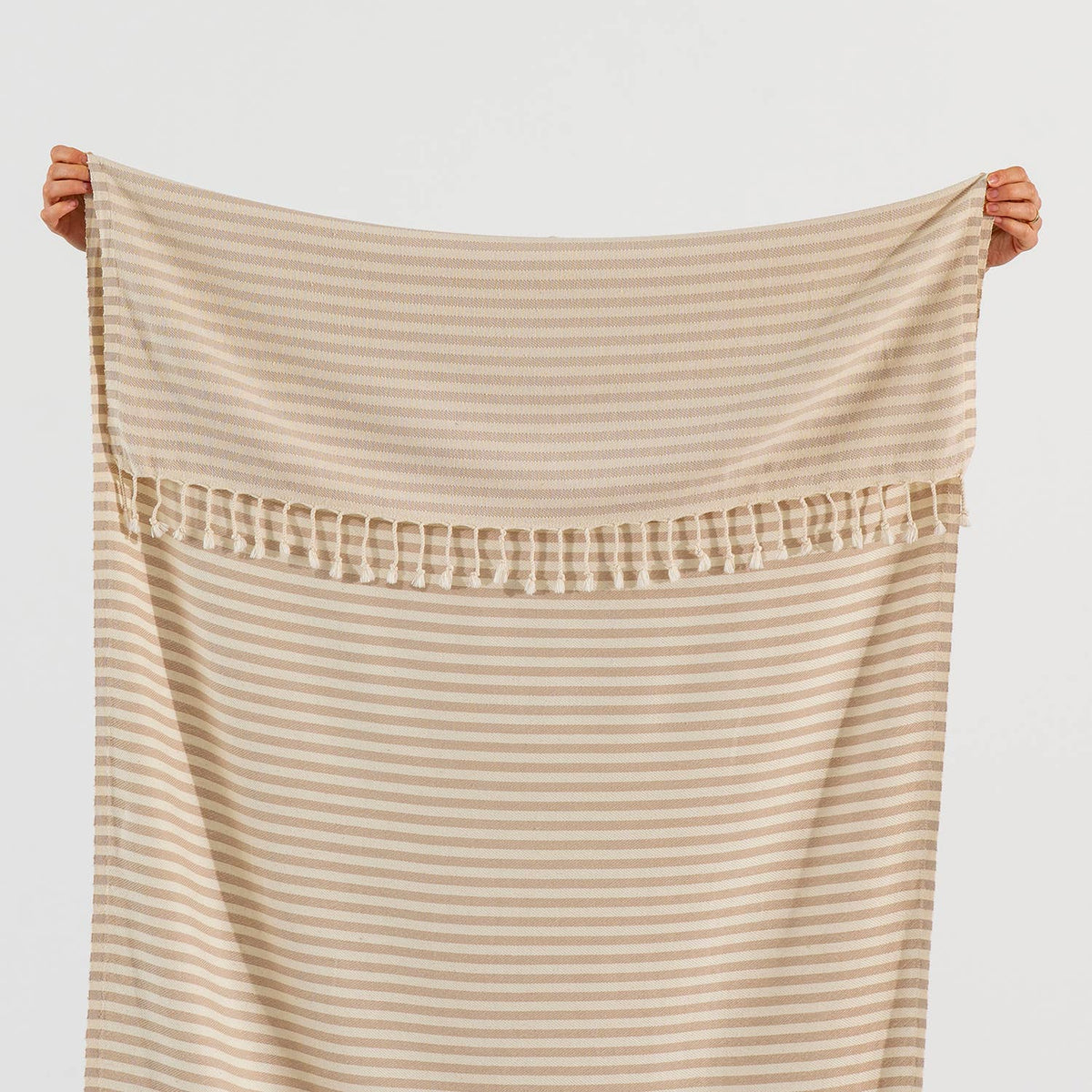 Kash Turkish beach towel in a flat-woven stripe, 33x66 in | Kikoya
