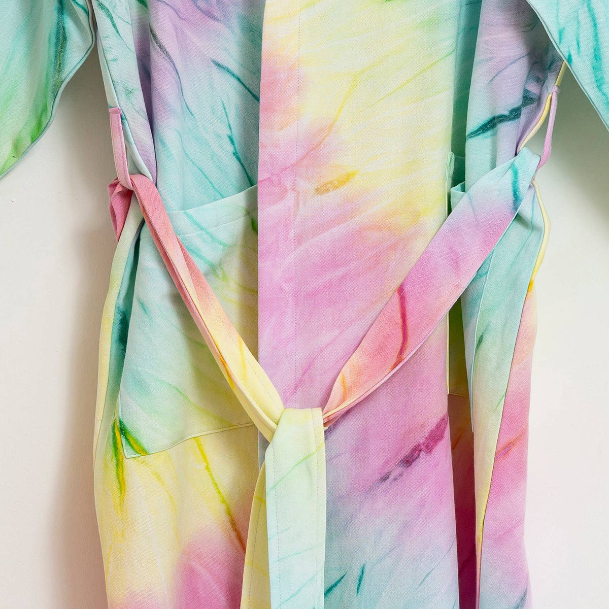 Hand tie-dyed Turkish cotton bathrobe – hooded, belted | Kikoya