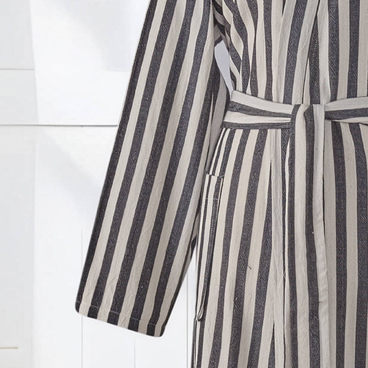 Pinstripe Turkish kimono bathrobe – Brown & White | Kikoya