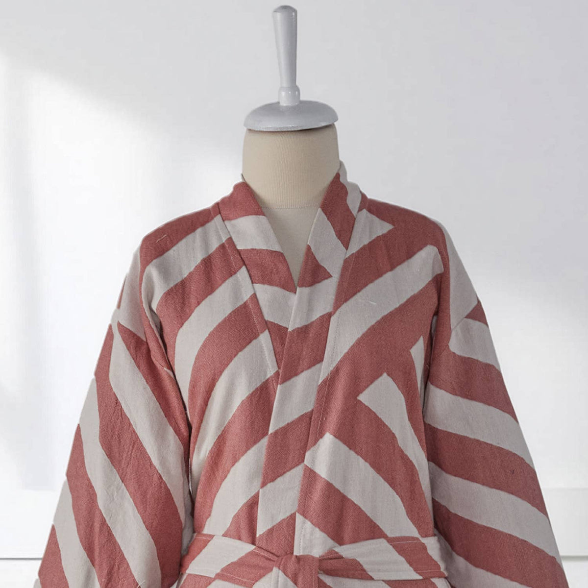 Harmony Turkish kimono bathrobe – Grey diagonal stripe | Kikoya