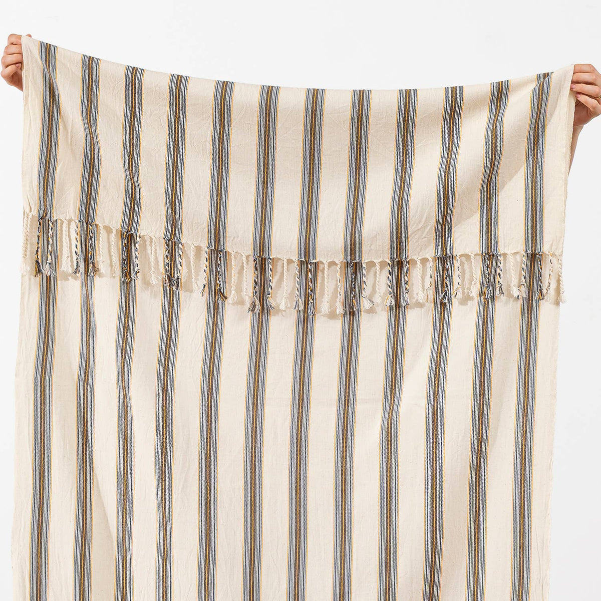 Premium rustic Turkish beach towel in a grey ticking stripe | Kikoya