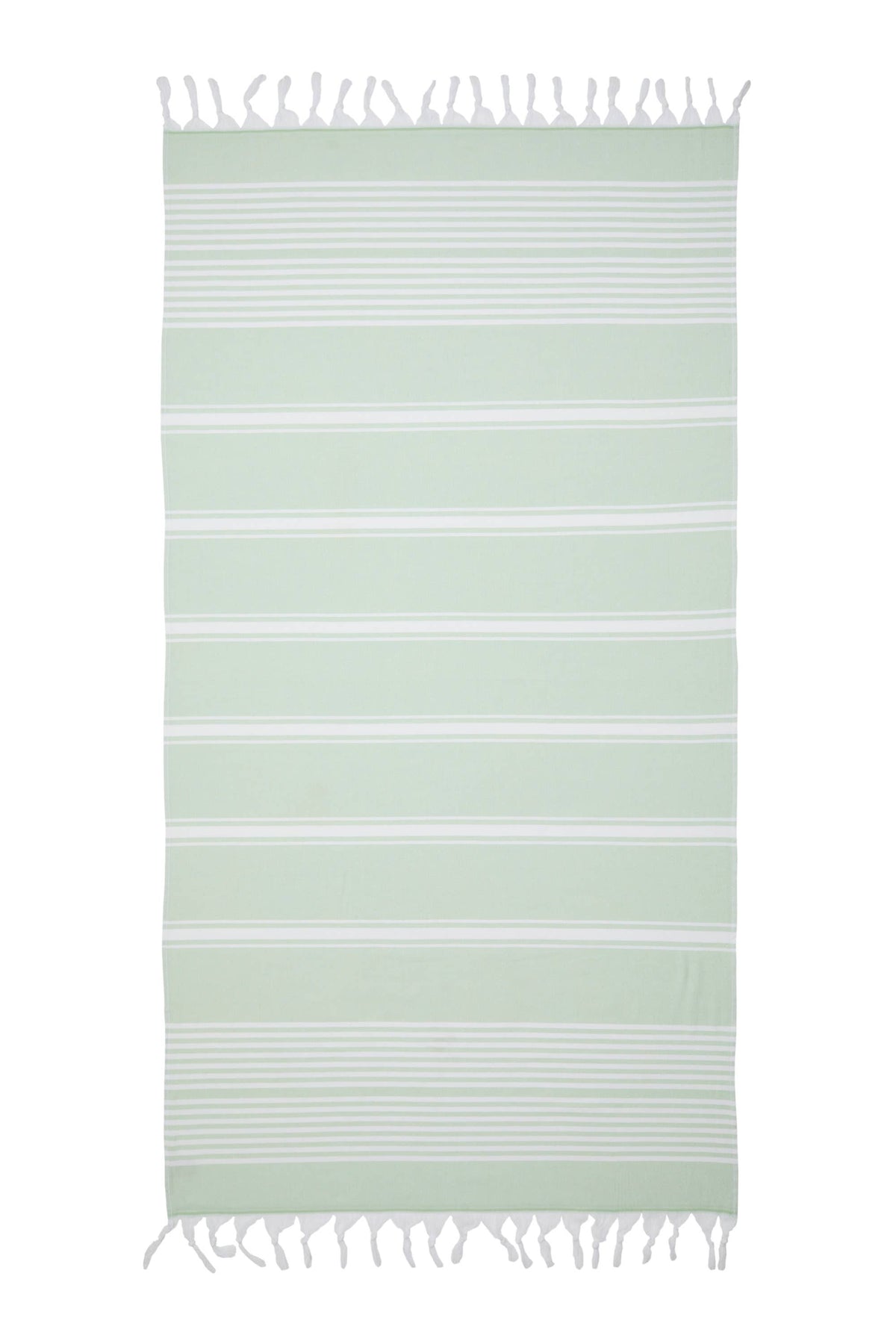 Arma terry-backed Turkish towel in fine green pinstripe | Kikoya