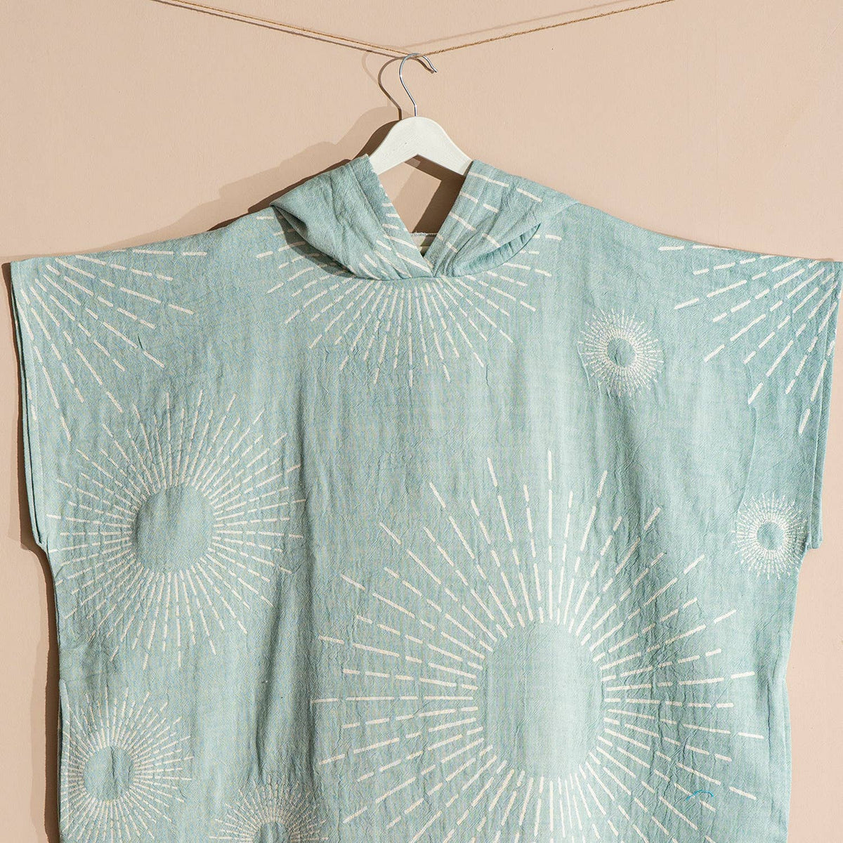 Sunburst Adult Hooded Changing Poncho – Yellow Tie-dye, hood detail | Kikoya