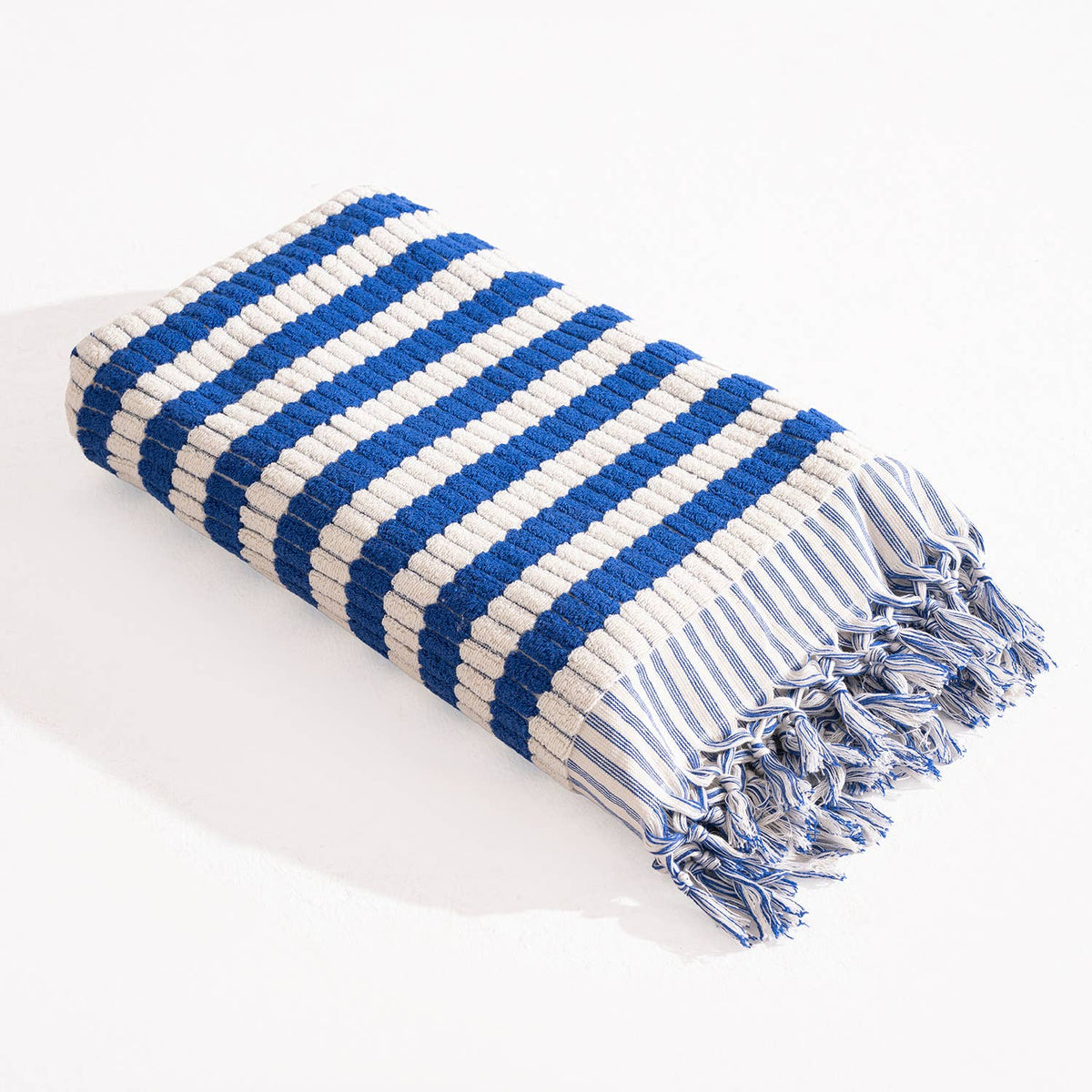 Lokum handloomed Turkish bath towel in check weave, 35x68 in | Kikoya