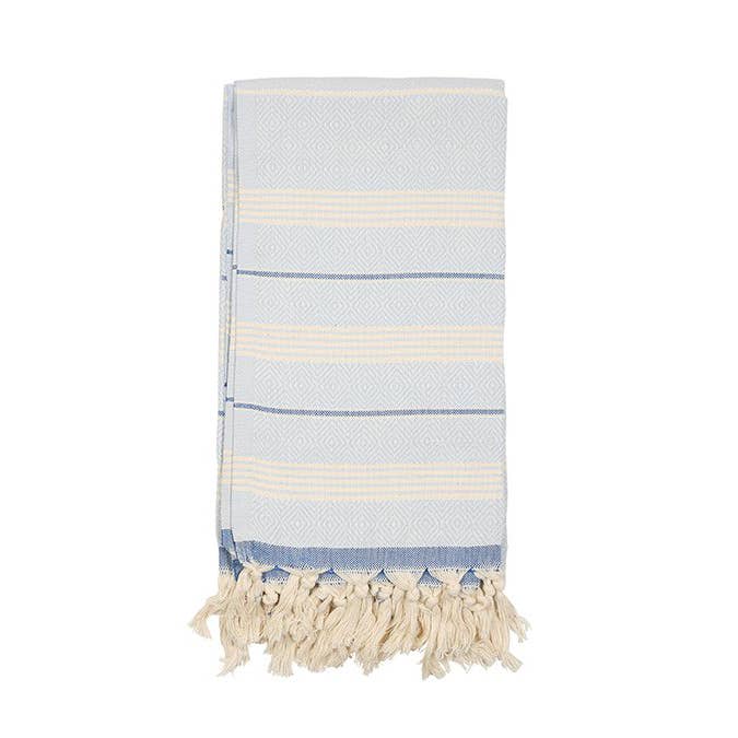 Diamonde Turkish beach towel – Blue | Kikoya