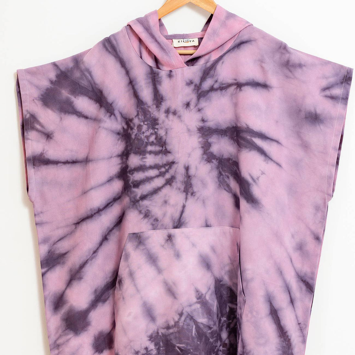 Plum Adult Hooded Changing Poncho – Purple Tie-dye, alternate view | Kikoya