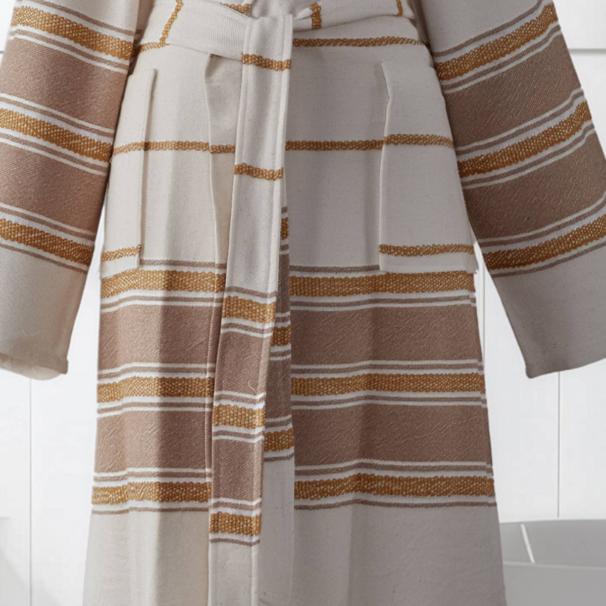 Bohemia Turkish bathrobe – shawl collar, beige | Kikoya
