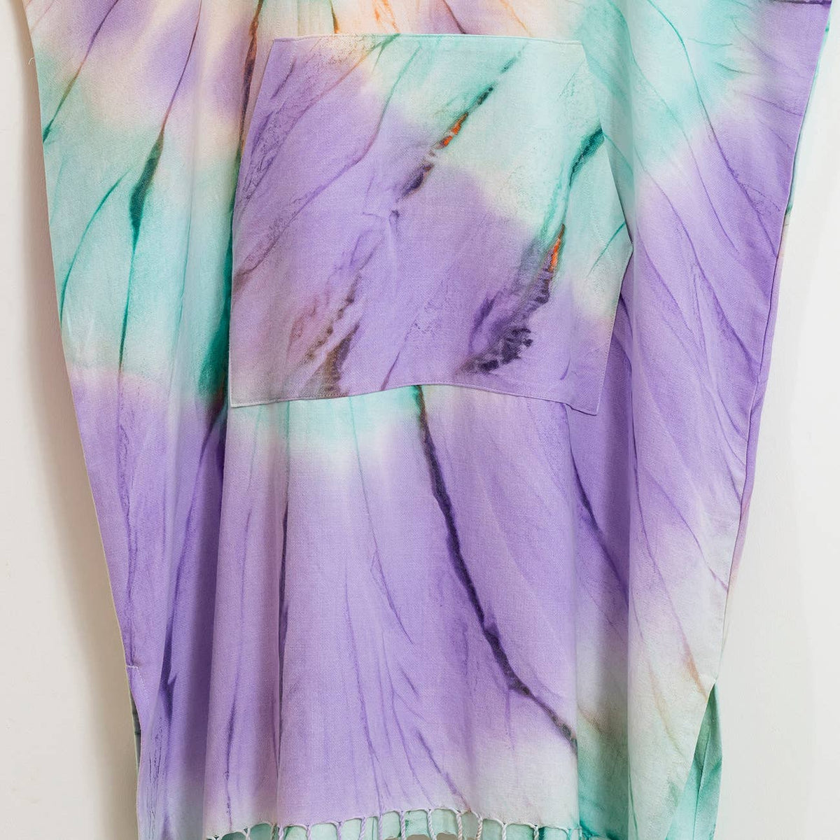 Spiral Adult Hooded Changing Poncho – Purple Tie-dye, alternate view | Kikoya