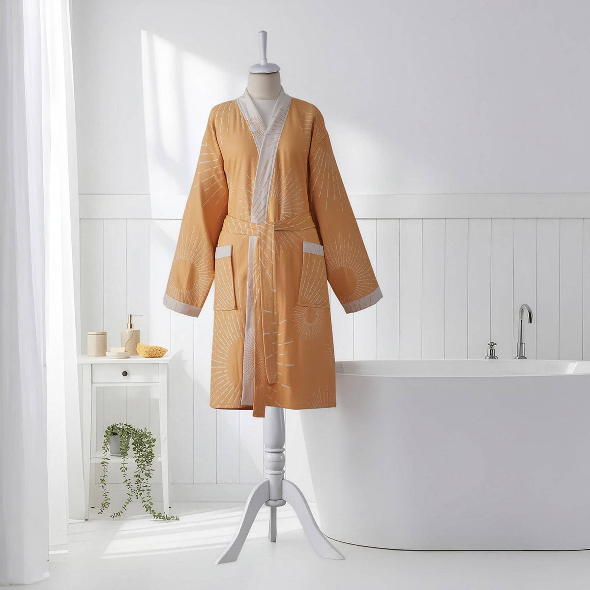 Sunburst flat-woven Turkish kimono bathrobe | Kikoya