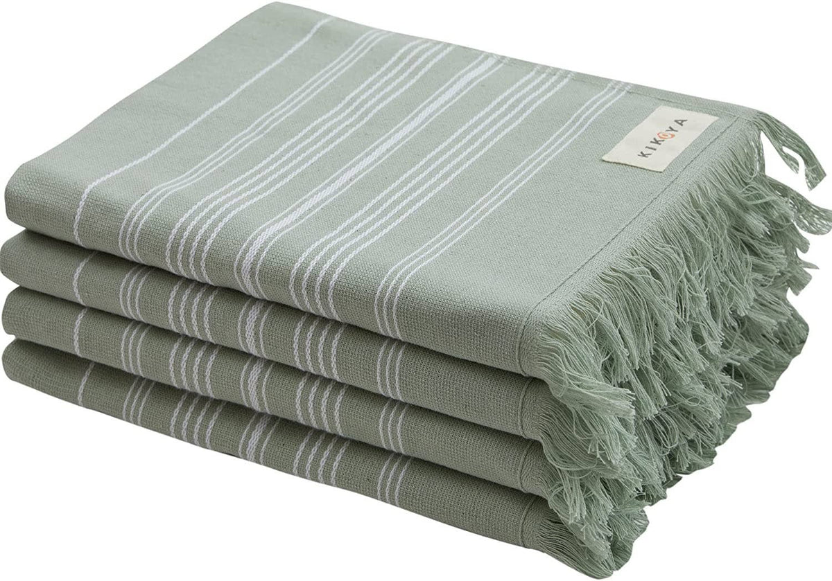 Sense terry-backed Turkish towel in tonal stripe, bath and hand sizes | Kikoya