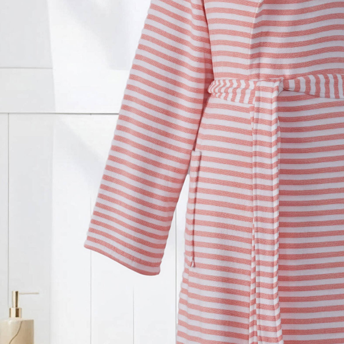 Royal terry-backed Turkish bathrobe – stripe, hooded | Kikoya