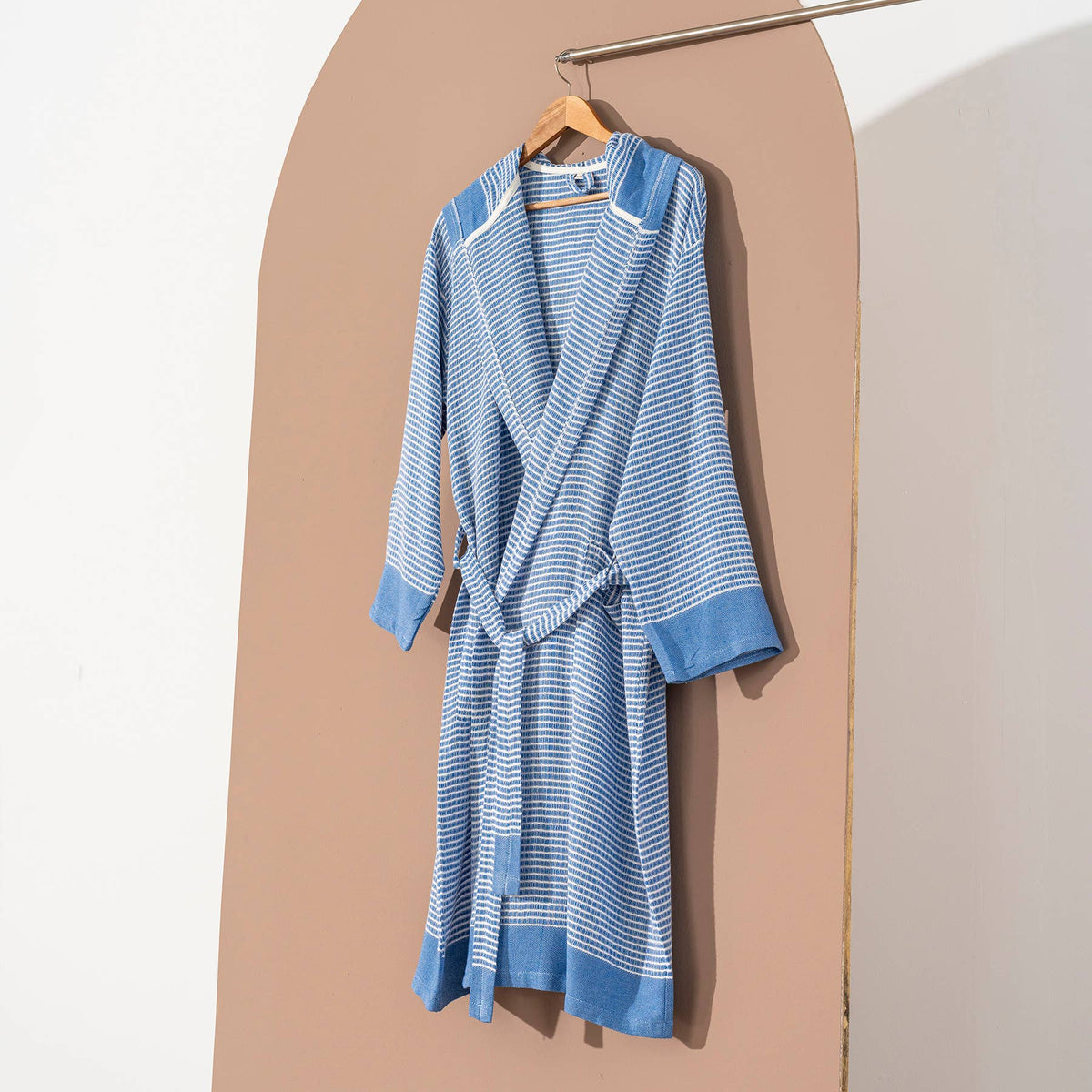 Harmony waffle Turkish bathrobe – kimono, fringed hem | Kikoya