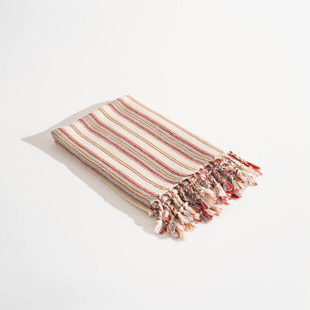 Hammam Turkish Peshtemal Towel – Grey & Burgundy Stripe, 100% Cotton