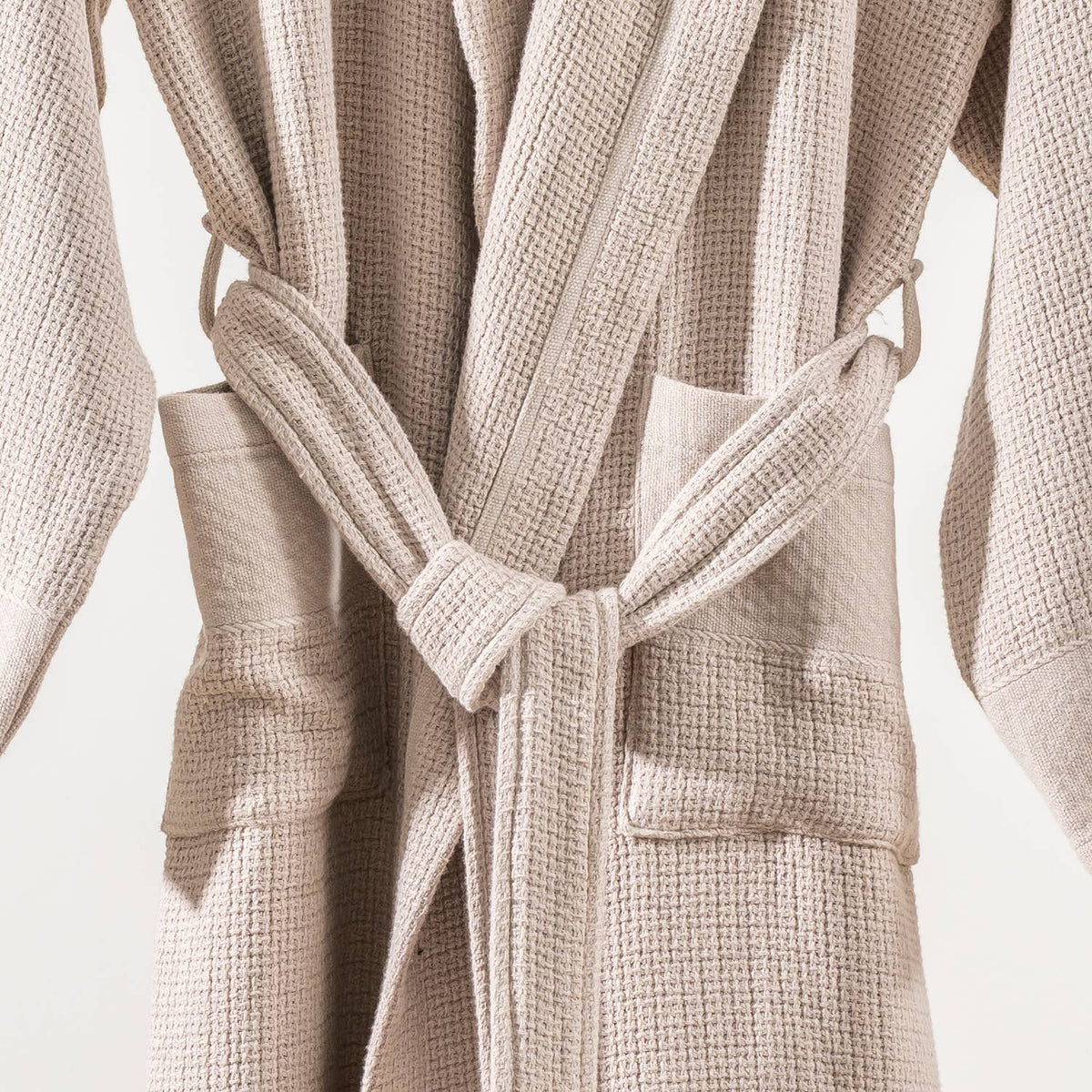 Salda waffle stonewash Turkish bathrobe, hooded, beige | Kikoya
