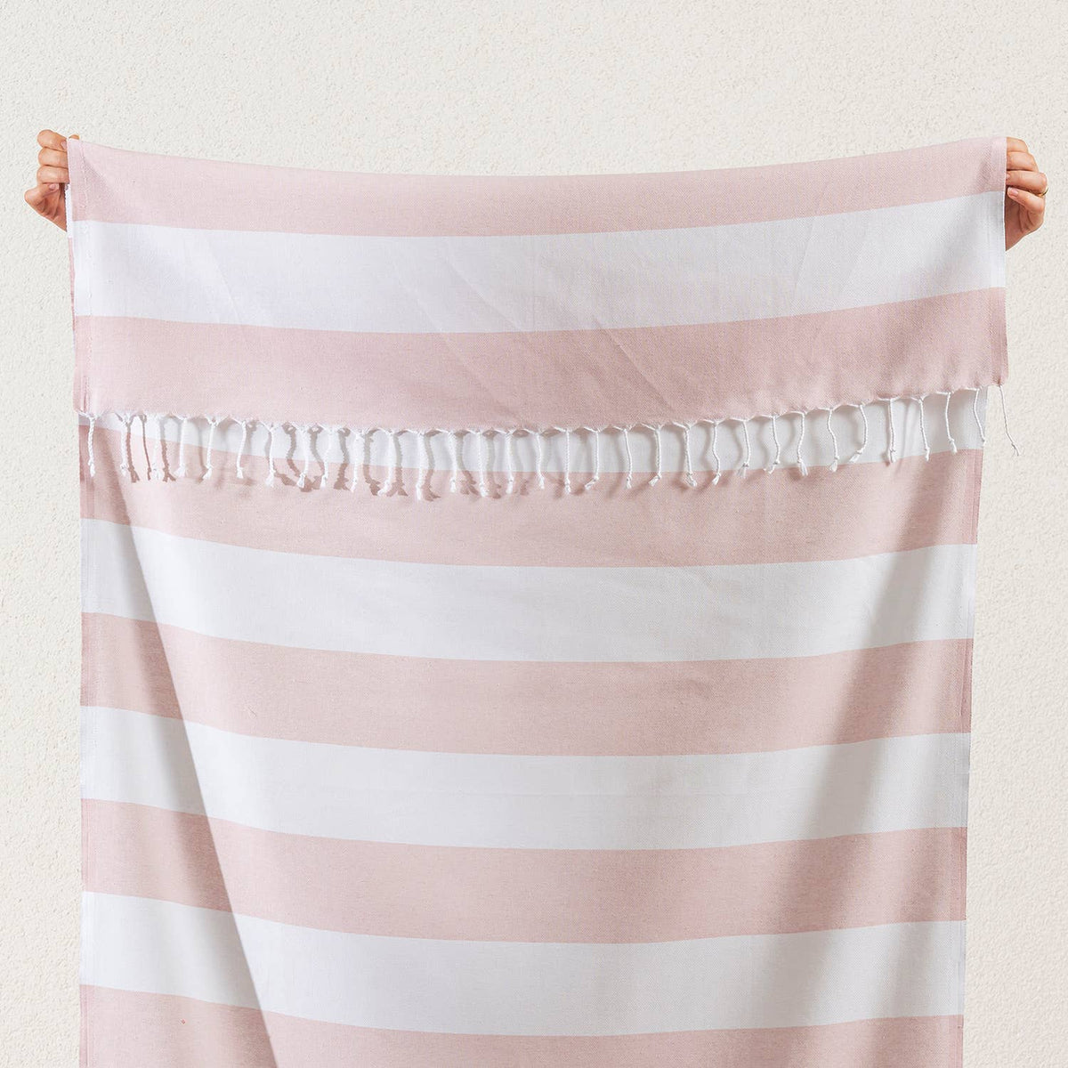 Cabana Turkish beach towel in two-tone block stripe on white, 33x66 in | Kikoya