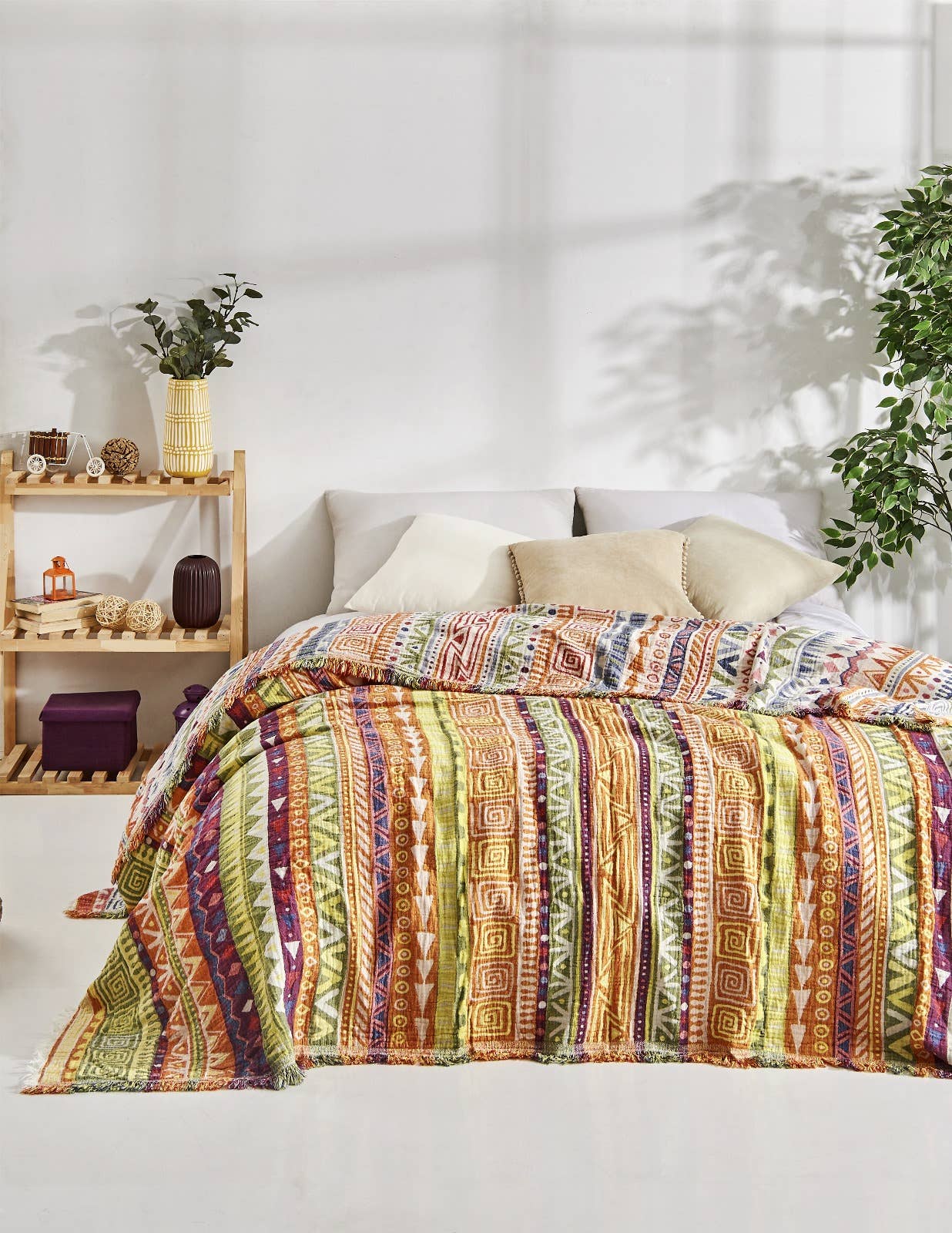 Boho Bedspread Turkish Cotton Summer Blankets Throw Bohemian