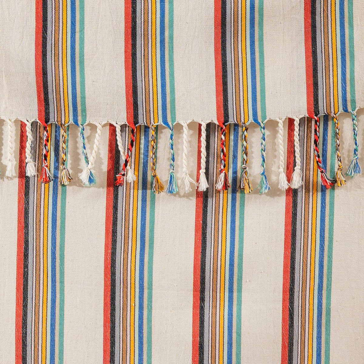 Premium Rustic Turkish beach towel in multicolour ticking stripe, 33x66 in | Kikoya