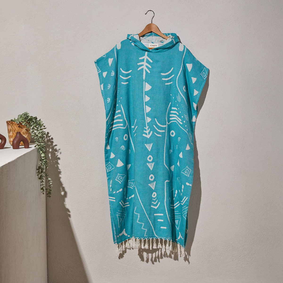 Native Shark Adult Hooded Changing Poncho – Print, alternate view | Kikoya