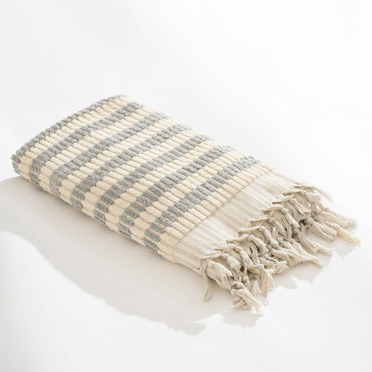 Lokum handloomed Turkish bath towel in check weave, 35x68 in | Kikoya